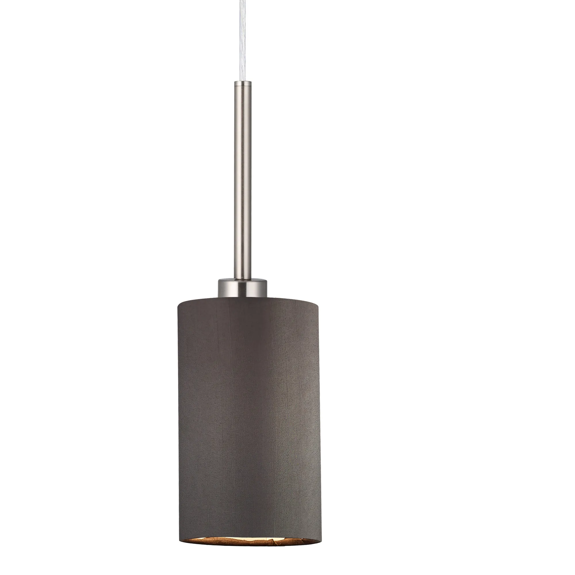Baymont 12cm Shade 3 Light Pendant Satin Nickel, Grey/White DK0780  Deco Baymont SN GR